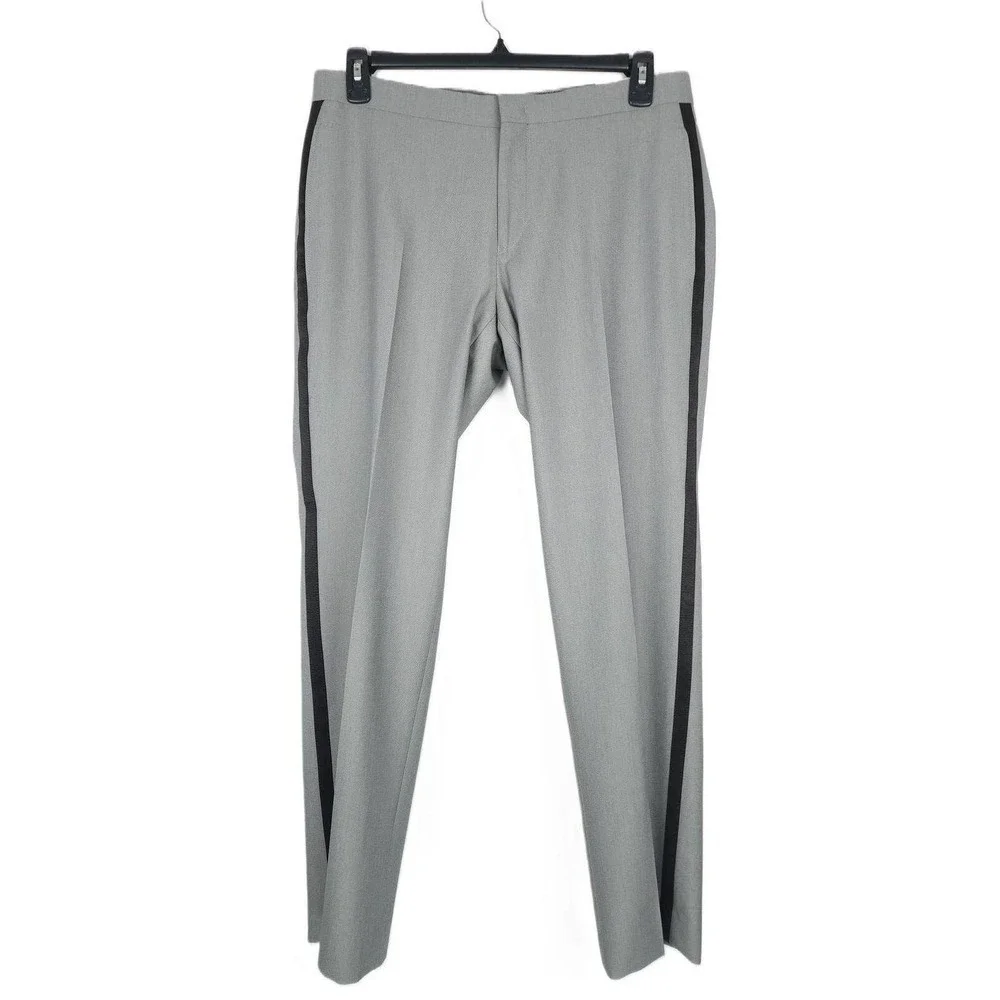 Alfani Mens Slim Fit Tuxedo Dress Pants 30x30 Grey Black Stretch AlfaTech NWT